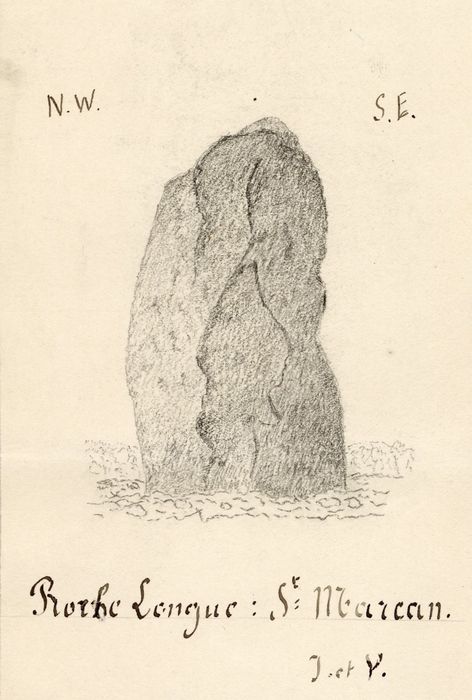 vue générale du menhir (dessin : crayon sur papier)