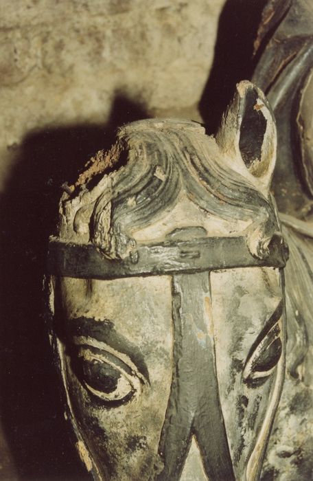 groupe sculpté : Saint Martin partageant son manteau, détail