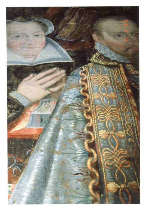 tableau : Résurrection, avec des membres de la famille de Bueil, détail