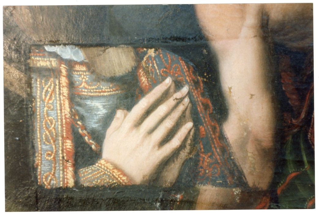 tableau : Résurrection, avec des membres de la famille de Bueil, détail