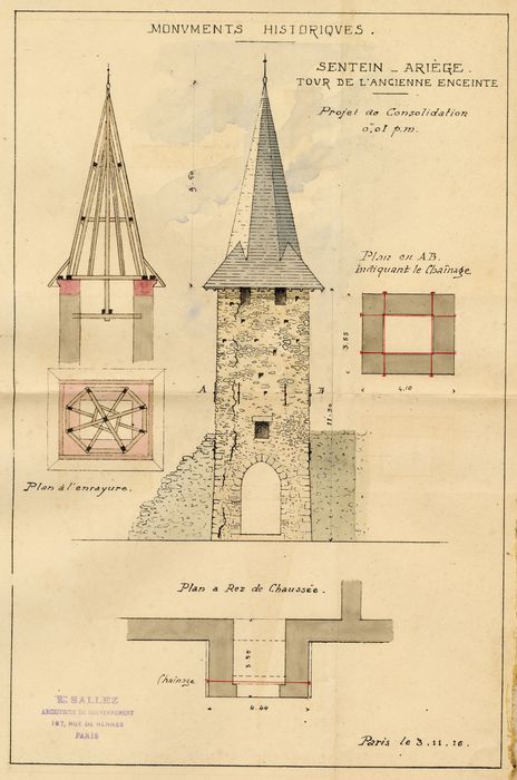 tour de l’ancienne enceinte (dessin : encre sur papier)