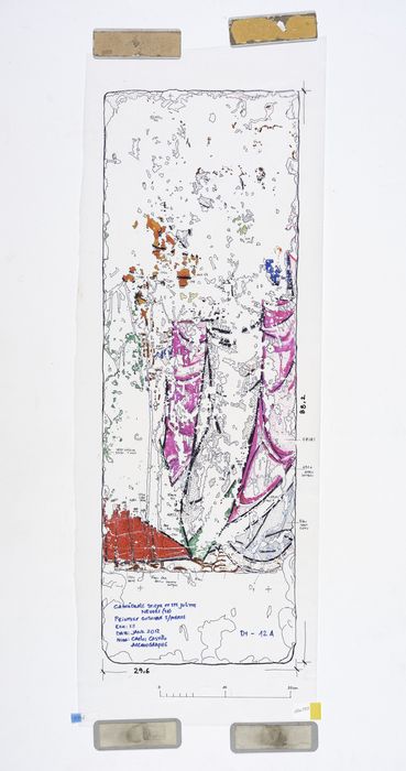 fragment lapidaire de l’ancien jubé : Scène non identifiée (calque)