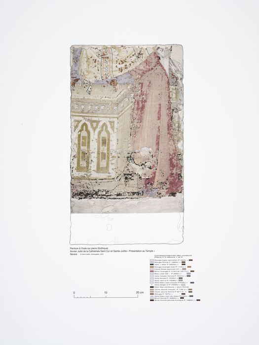 fragment lapidaire de l’ancien jubé : Présentation au temple (document imprimé)