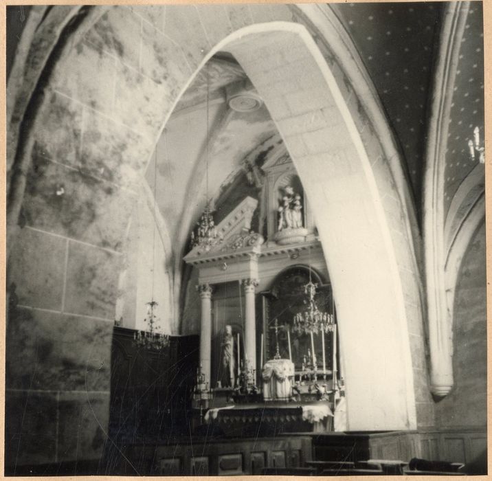 maître-autel, retable, tableau : Baptême du Christ, vue partielle