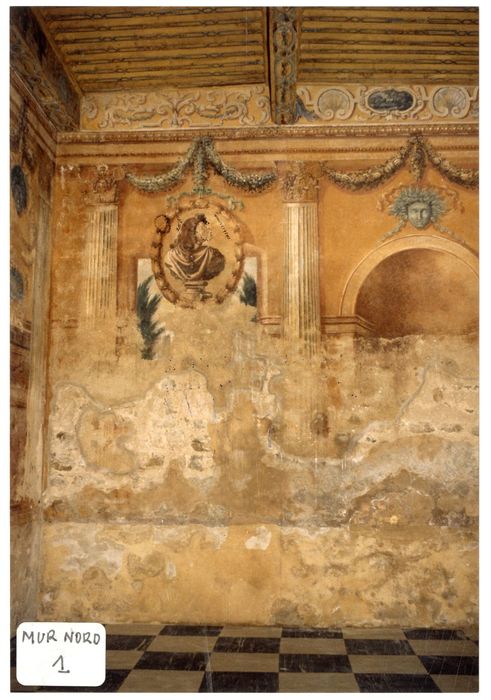 peintures monumentales de la grande salle, vue partielle (mur nord)