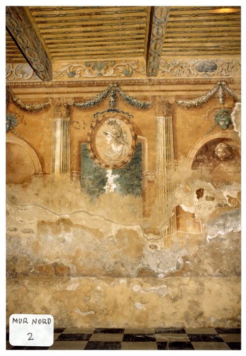peintures monumentales de la grande salle, vue partielle (mur nord)