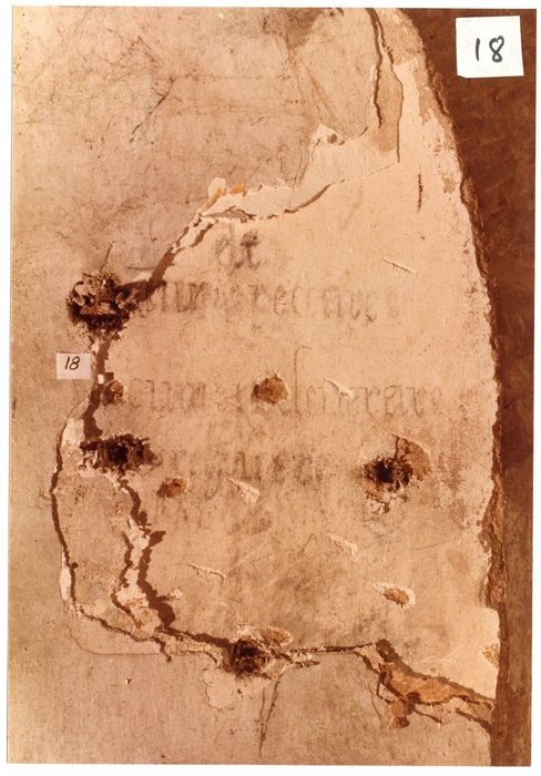 peinture monumentale, mur nord, registre supérieur (fragment), détail des inscriptions
