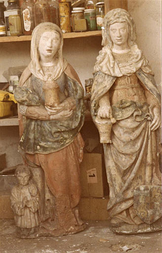 Groupes sculptés (2) : 'Sainte Marie-Madeleine', 'Sainte Marthe et la Tarasque', bois sculpté, peint