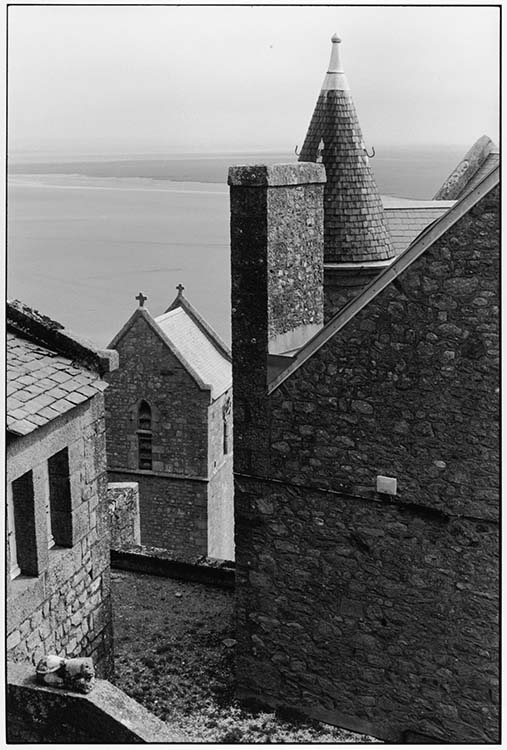 Le clocher de l'église paroissiale Saint-Pierre, Le Mont-Saint-Michel (Manche), 1996