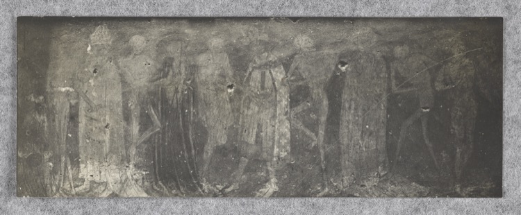 Église abbatiale Saint-Robert : Danse macabre, premier panneau : les puissants