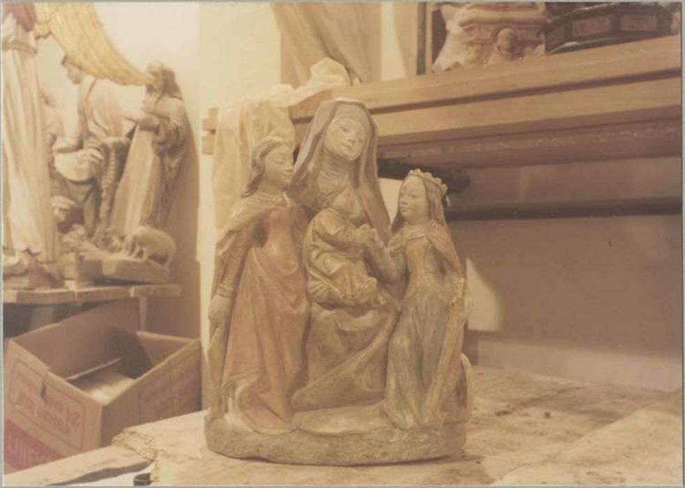 groupe sculpté (statuette) : Mariage mystique de sainte Catherine d'Alexandrie