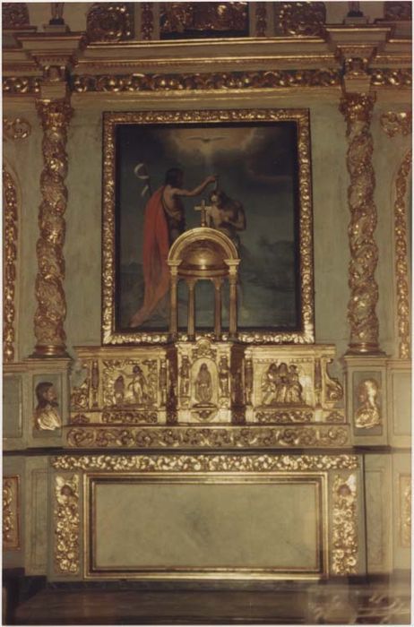 ensemble du maître-autel (autel, gradin, tabernacle, retable, 2 statues, tableau), statue