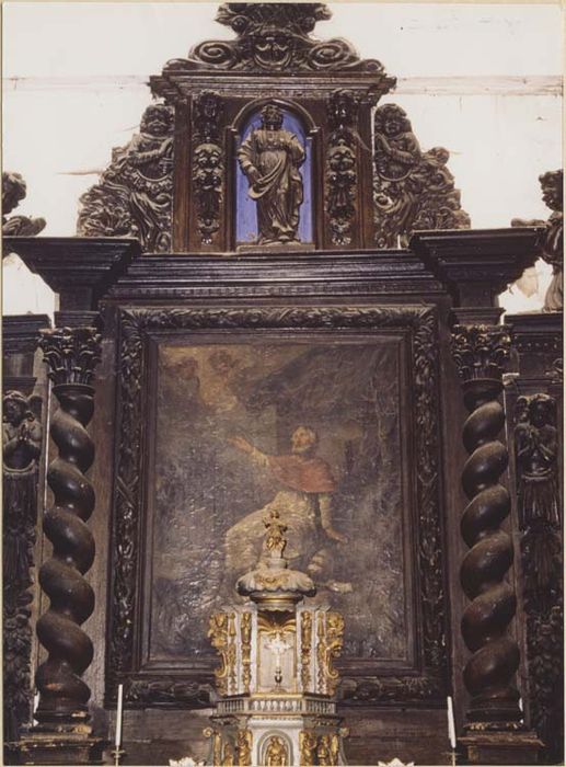 ensemble du maître-autel (autel, tabernacle, exposition, retable, tableau, 3 statues)