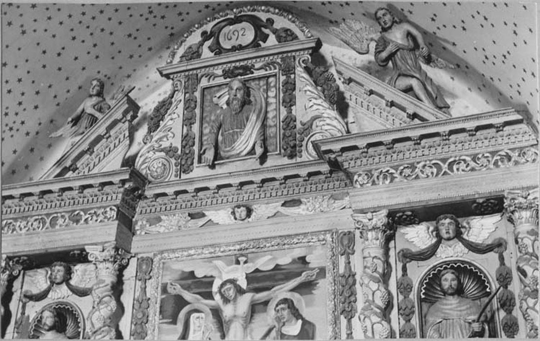 retable architecturé et ses 2 statues : saint Côme, saint Damien