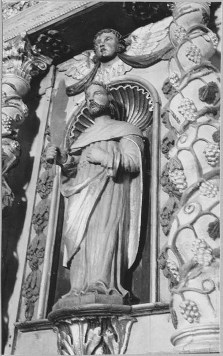 retable architecturé et ses 2 statues : saint Côme, saint Damien