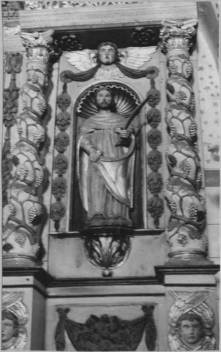 retable architecturé et ses 2 statues : saint Côme, saint Damien