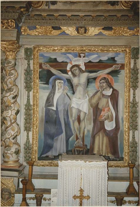 retable architecturé et ses 2 statues : saint Côme, saint Damien