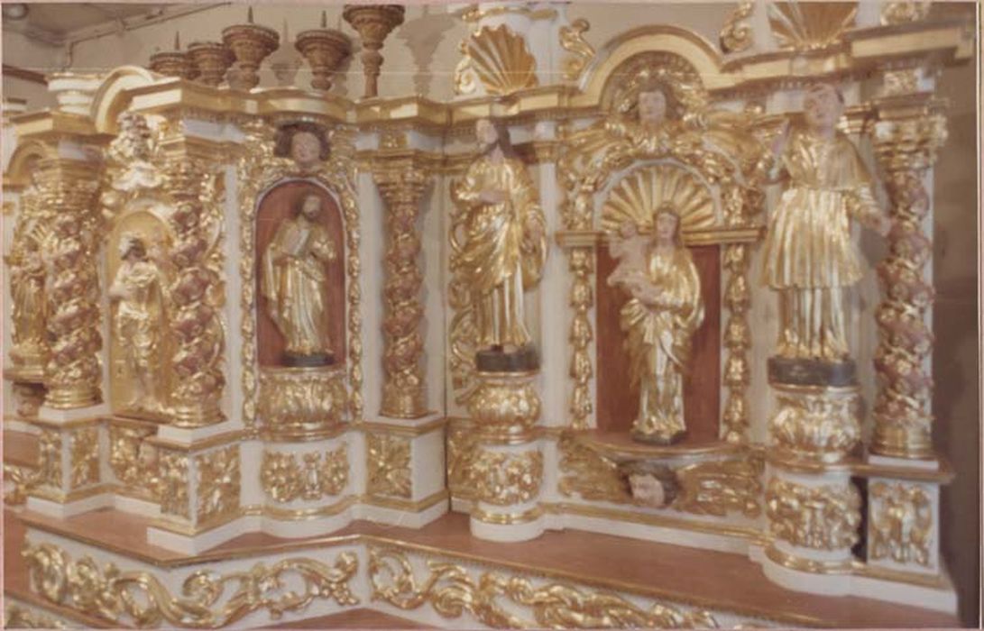 2 gradins, tabernacle, exposition, 8 statuettes