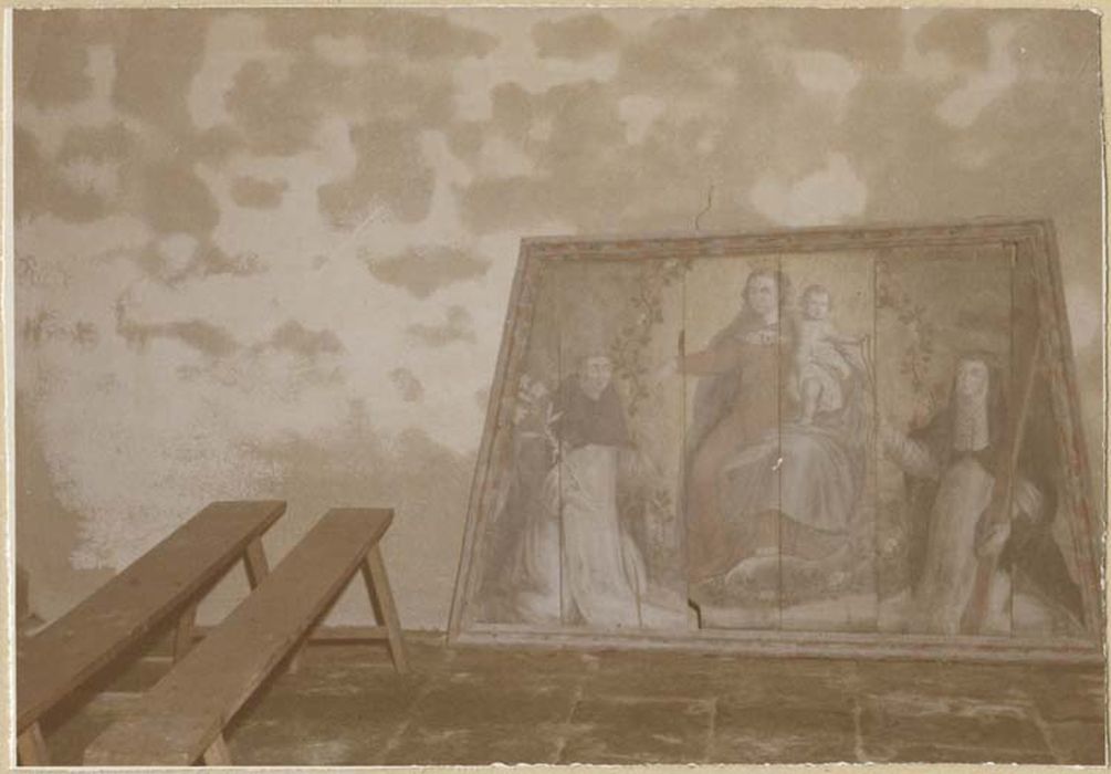 tableau, cadre : la Remise du rosaire à saint Dominique et à sainte Catherine de Sienne
