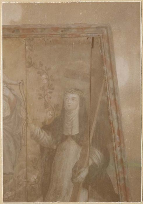 tableau, cadre : la Remise du rosaire à saint Dominique et à sainte Catherine de Sienne