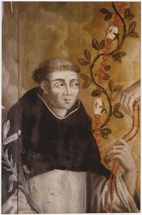 tableau, cadre : la Remise du rosaire à saint Dominique et à sainte Catherine de Sienne