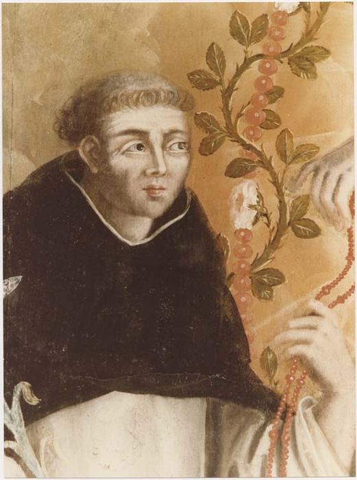 tableau, cadre : la Remise du rosaire à saint Dominique et à sainte Catherine de Sienne