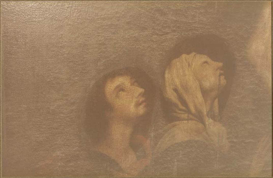 autel, gradin, tabernacle, exposition, retable, tableau : Calvaire, 2 statues : saint Christophe, saint Jacques le Majeur