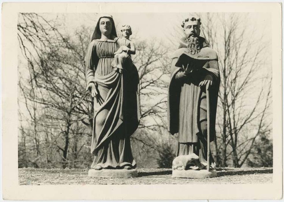 statues : saint Antoine abbé, Vierge à l’Enfant