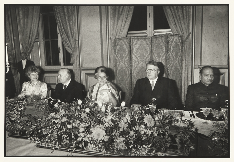 Dîner avec Pierre Mauroy et Indira Gandhi