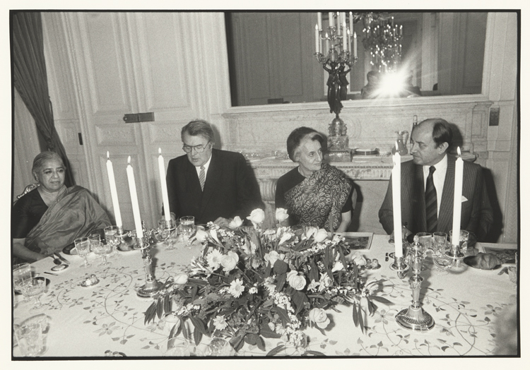 Visite officielle de la première ministre indienne Indira Gandhi, dîner avec Pierre Mauroy et Claude Cheysson