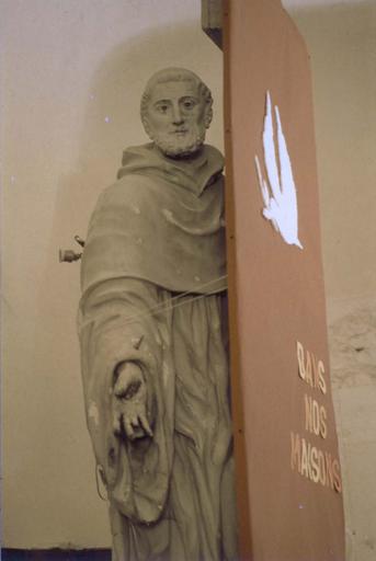 statue : saint Bernard, pierre polychrome, Ecole de Jean Dubois