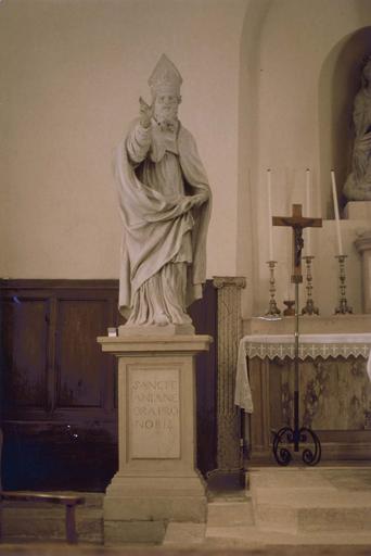 statue : saint Agnan, pierre polychrome, Ecole de Jean Dubois