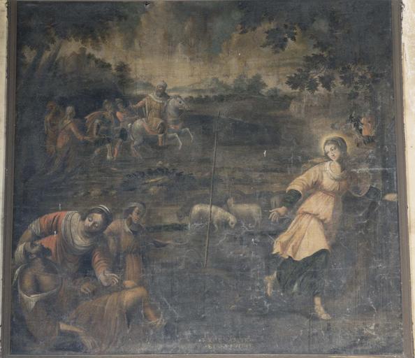 tableau de la Vie de sainte Reine : Charité et Fuite de sainte Reine