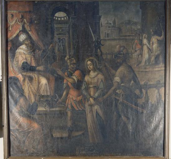 tableau de la Vie de sainte Reine : Condamnation de sainte Reine et prison