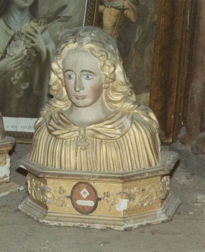 buste-reliquaire de sainte Reine, bois polychrome et doré