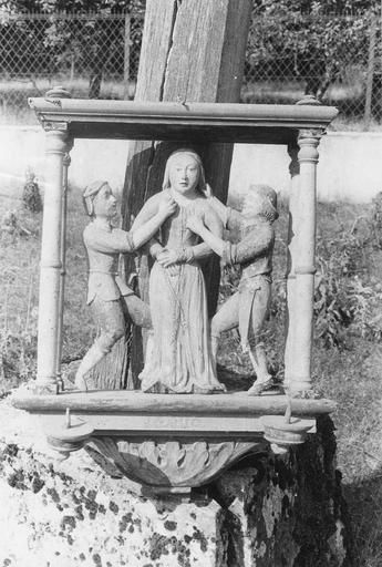 bâton de procession, statue d'Apolline, bois polychrome