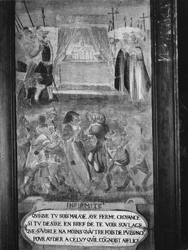 tableau : Scène de la vie de saint Vorles : Infirmité, huile sur toile