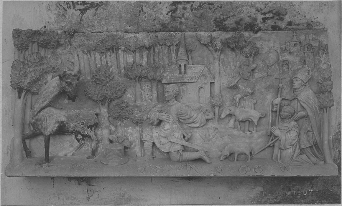 bas-relief : la Vision de saint Hubert, vue générale