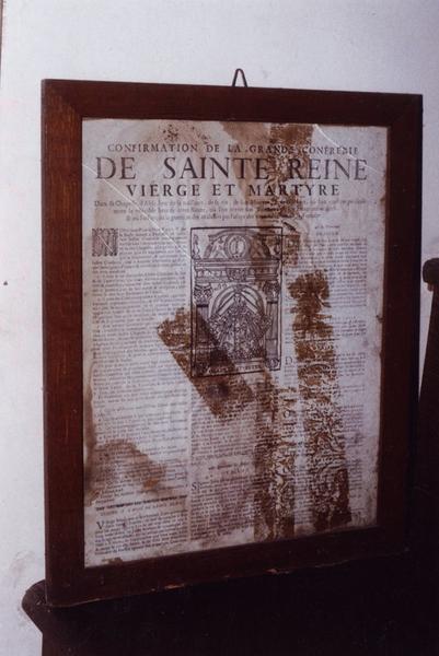 affiche de la confirmation de la Grande confrérie de sainte Reine vierge et martyre, vue générale - © Ministère de la Culture (France), Médiathèque du patrimoine et de la photographie (objets mobiliers), tous droits réservés