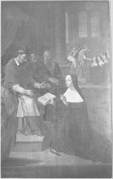 tableau : saint Charles Borromée donnant leurs constitutions aux Ursulines, vue générale