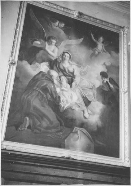 tableau : la Vierge présentant l'enfant Jésus à un moine, vue générale