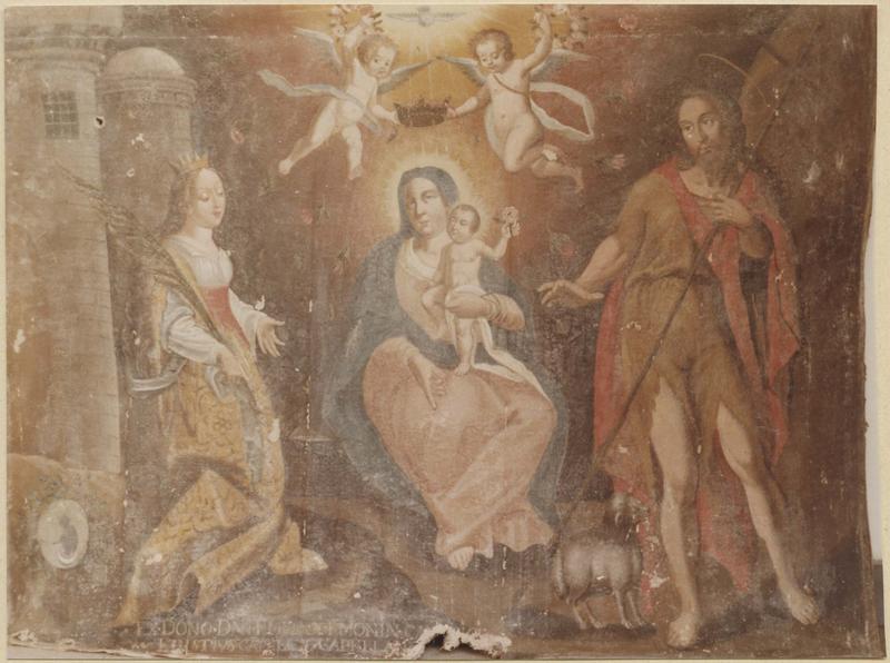 tableau : la Vierge à l'Enfant entre sainte Barbe et saint Jean-Baptiste, vue générale