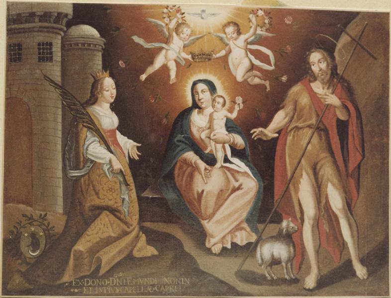 tableau : la Vierge à l'Enfant entre sainte Barbe et saint Jean-Baptiste, vue générale