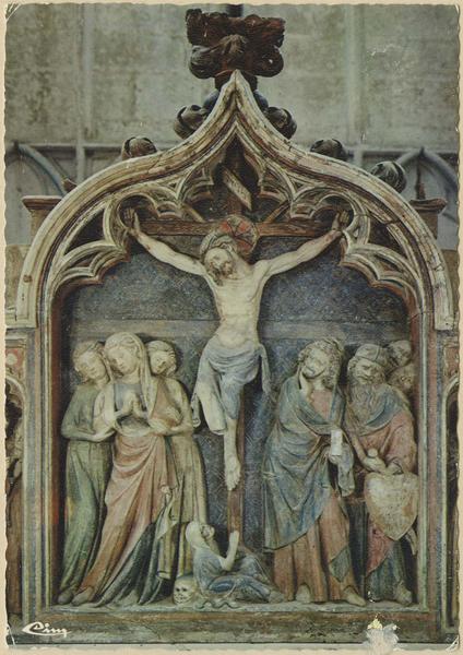 retable et devant d'autel : la Crucifixion et scènes de la vie et de la mort de saint Thibault, détail