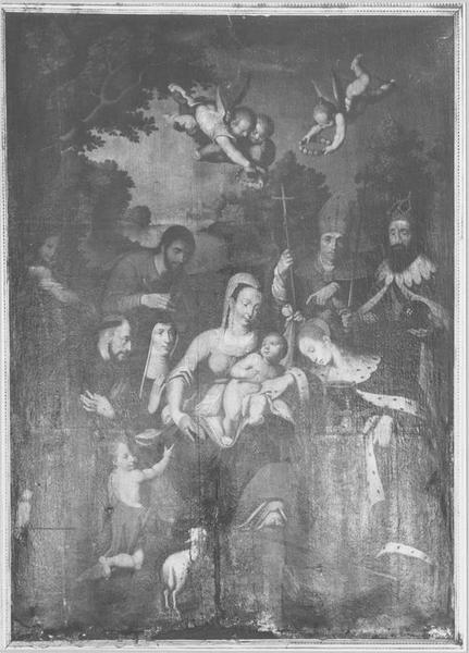 tableau : l'Adoration de l'enfant Jésus, vue générale