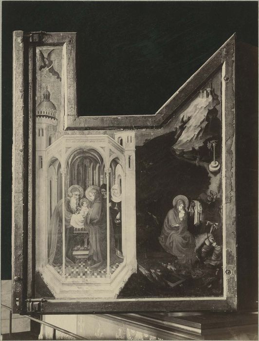 retable : la Crucifixion, détail de la face extérieure du volet