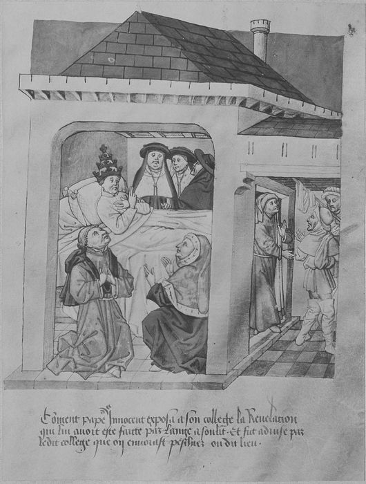 manuscrit enluminé : histoire de la fondation de l'Hôpital du Saint-Esprit de Dijon, détail