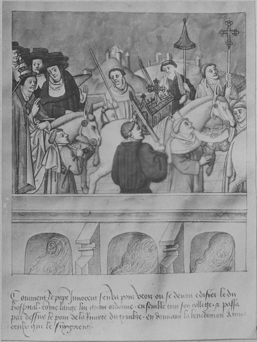 manuscrit enluminé : histoire de la fondation de l'Hôpital du Saint-Esprit de Dijon, détail