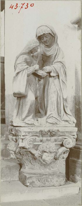 groupe sculpté : l'Education de la Vierge, vue générale