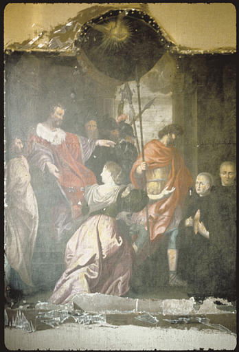 Choeur, retable, tableau : 'Scène de la vie de sainte Eugénie'